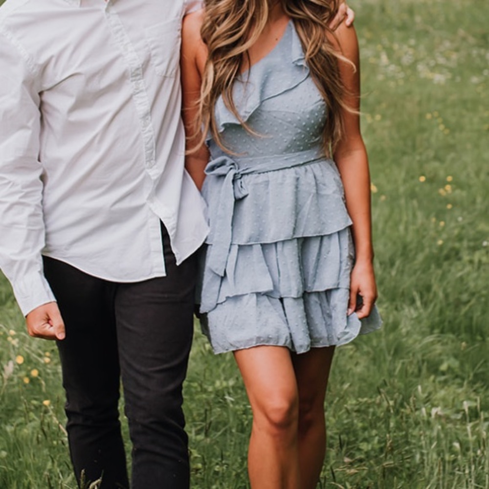 Blue Mini Ruffle Dress
